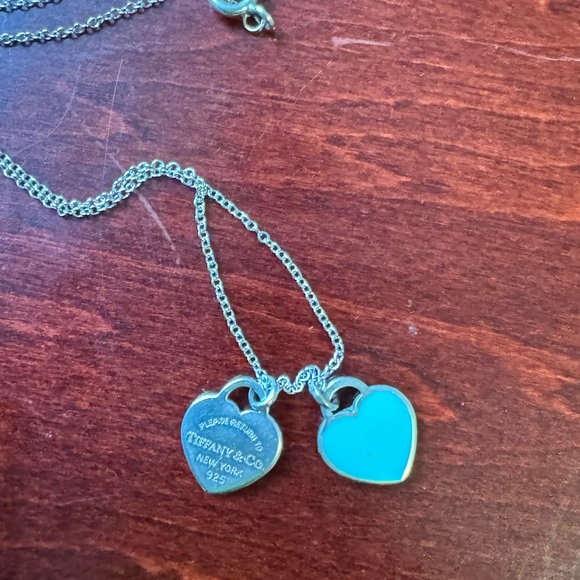 SOLD - Tiffany Mini Double Heart Necklace - Picture 3 of 8